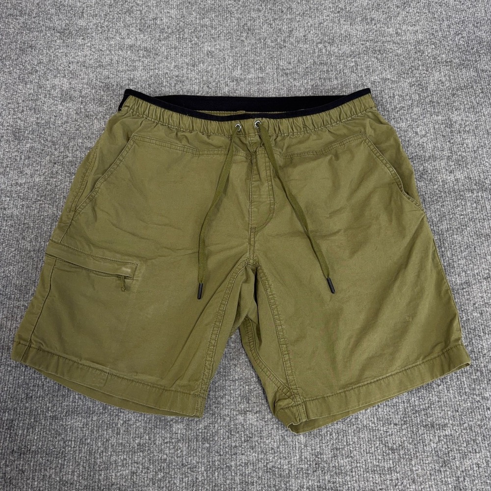 Duluth Trading Co Shorts Mens 34 Green Organic Cotton 9" Canyoneer Pull On Cargo